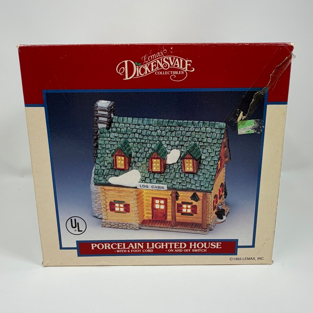 Lemax Dickensvale Collectibles Porcelain Lighted Log‎ Cabin House 1993 with Cord